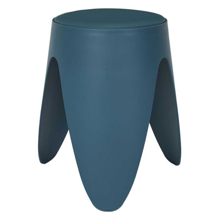 Tabouret Bleu Canard Tulipe en Polypropylène Empilable Ø46 cm - QARIS