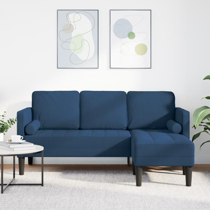 Canapé d angle 3 places Bleu 160 cm Tissu