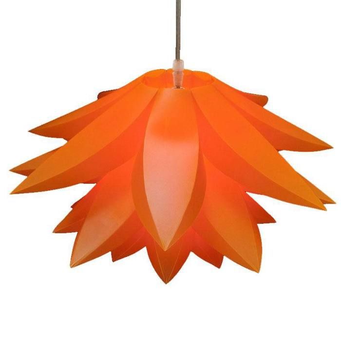 Puzzle Lampe Design Lotus Abat-Jour Lampe DIY Installation - Eclairage Fleur Salon - Suspension ou Lampadaire - Orange