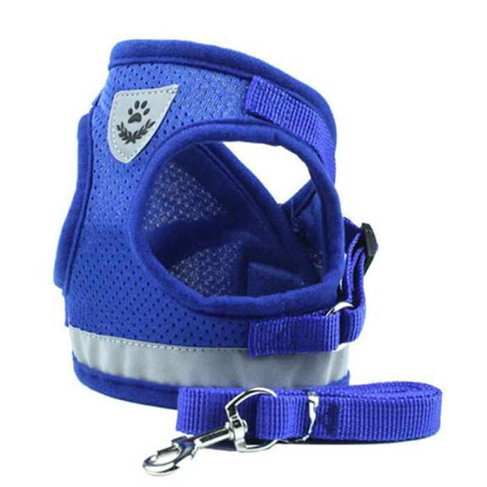 Ensemble harnais et laisse pour chien en maille souple anti-choc réfléchissant respirant léger facile à marcher et à évacuer