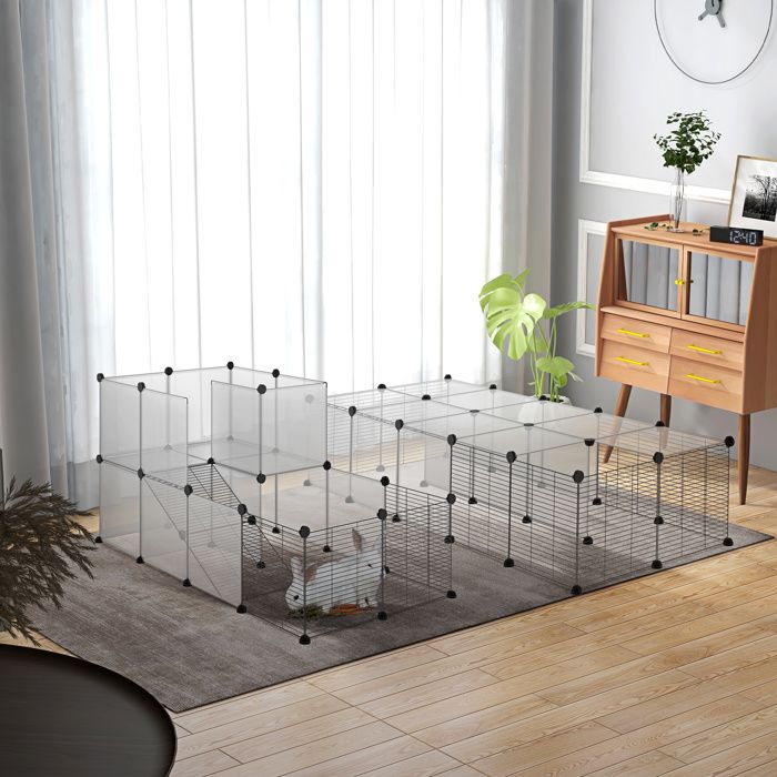 Comparer les prix de Lot de 2 enclos pour petits animaux design DIY cage modulable pour cochon dInde lapin chinchillas