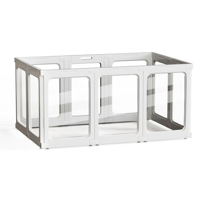 Comparer les prix de Enclos intérieur pour chien avec ventouses antidérapantes pour le sol  cage anti-vibrations avec vue à 360°