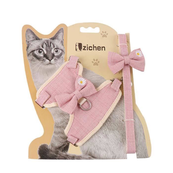 Harnais pour chat ultra-léger - Ceinture veste - Douce et confortable - Antifuite - Rose - Taille M
