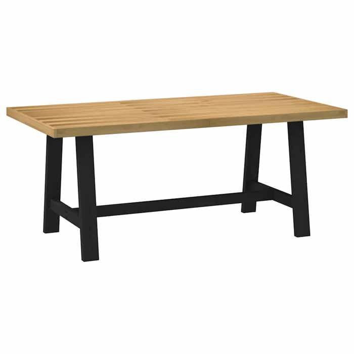 Table à manger en pin massif - vidaXL - 180x90x75 cm - Pieds en forme de A - Naturel - Noir - Assemblage requis