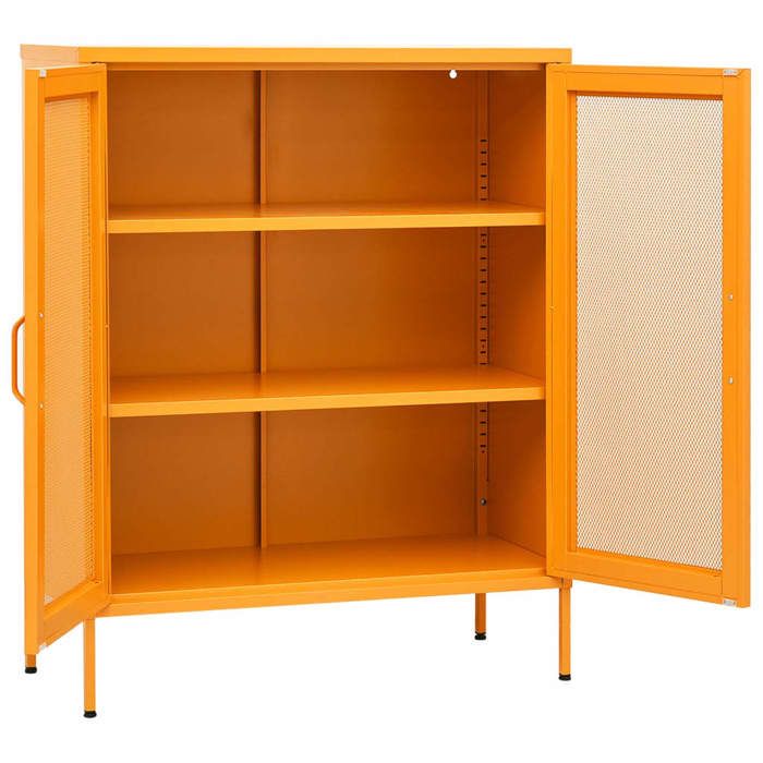 Armoire de rangement en acier - WIENS - Jaune moutarde - 80x35x1015 cm - 2 étagères réglables - Capacité totale 90 kg