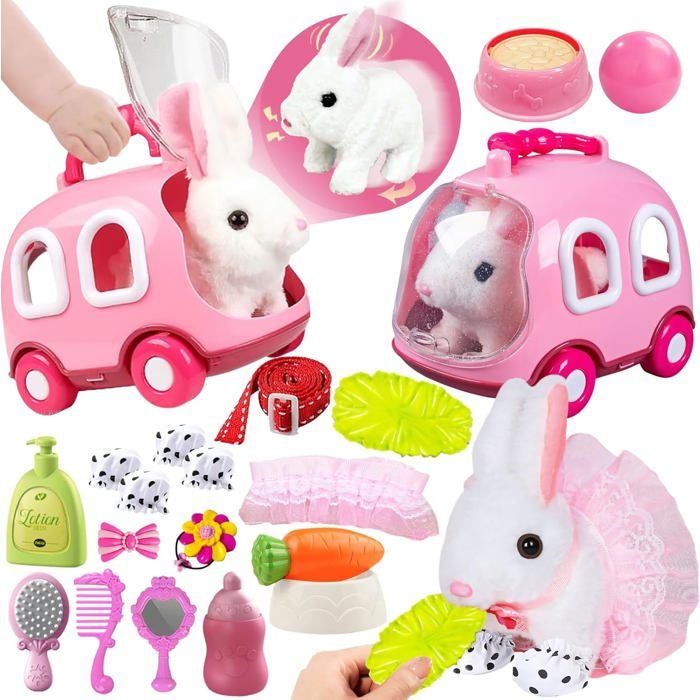 Jouet Lapin Électronique En Peluche Réaliste - Marche, Couine Et Bouge Les Oreilles Pour Enfants Jouet Interactif Lapin Réaliste Marche Oreilles