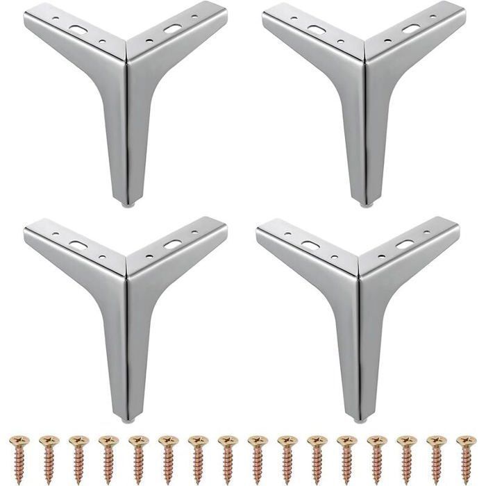 Lot de 4 pieds de meubles triangulaires modernes en métal avec diamant pour armoire placard canapé chaise ottoman (1