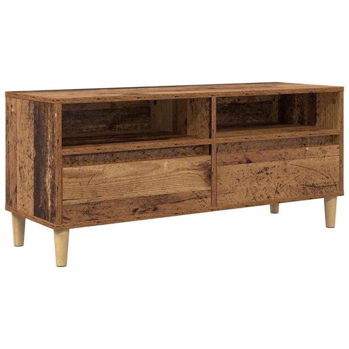 Meuble TV rustique - vidaXL - Bois ancien - 100x345x445 cm - Bois dingénierie - Tiroir - Étagère - Pieds effilés