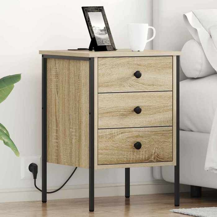 Automne/hiver Beige Cabinet de chevet (Set de 2) Chêne sonoma 42x41x61cm - Hauteur:61cm DEC6323518