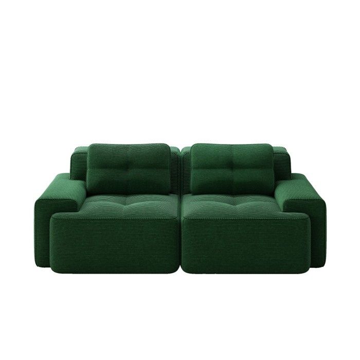 Canapé nuage modulable sans ossature 2 places vert velours côtelé assise profonde convertible lit 204x104x69cm