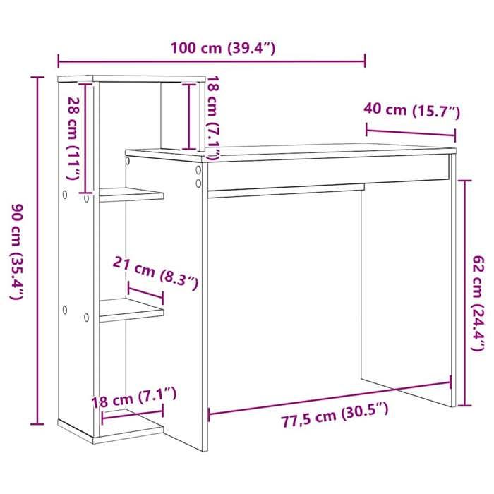 Remise 2026®Bureau informatique Blanc - Bureau avec étagère multi-rangements - Blanc - 100x40x90cm - Bois dingénierie 691 548492