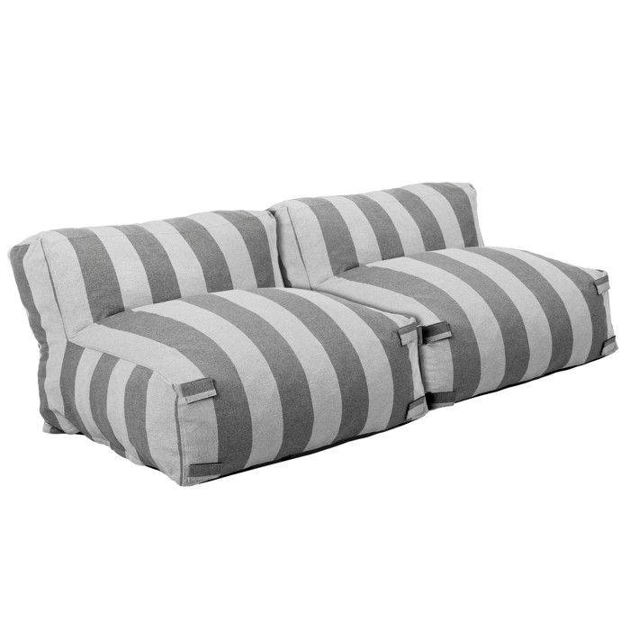 Salon de jardin modulable avec 2 chauffeuses rayées gris Mixi Oviala Salon de jardin modulable avec 2 chauffeuses rayées gris Mixi Oviala