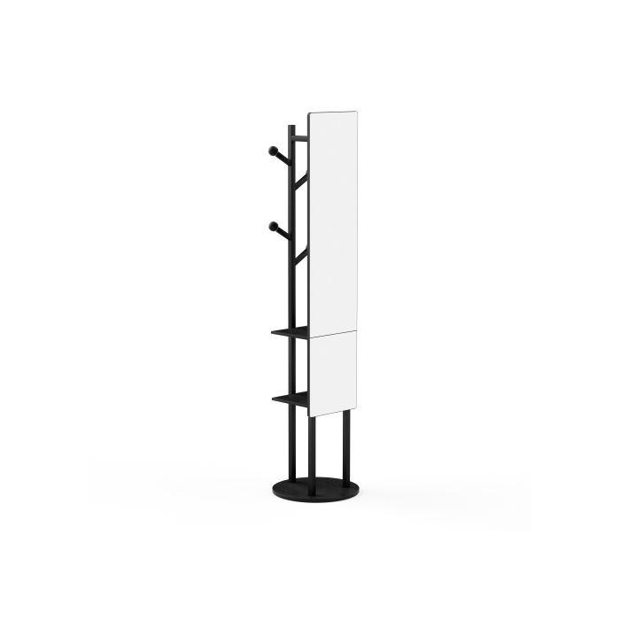 Armoire-miroir pleine longueur avec rangement pivotante à 360° avec crochets 174*40 cm noir