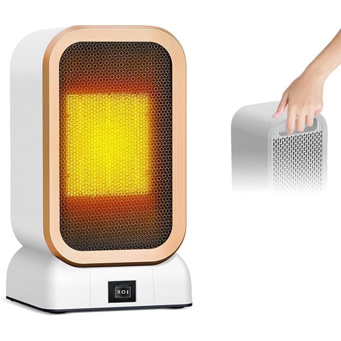 Mini Radiateur Soufflant Chauffage D& 39 appoint 1000W PTC Radiateurs Soufflants à Économie D& 39 énergie 2 Mode LAMPE CHAUFFANTE