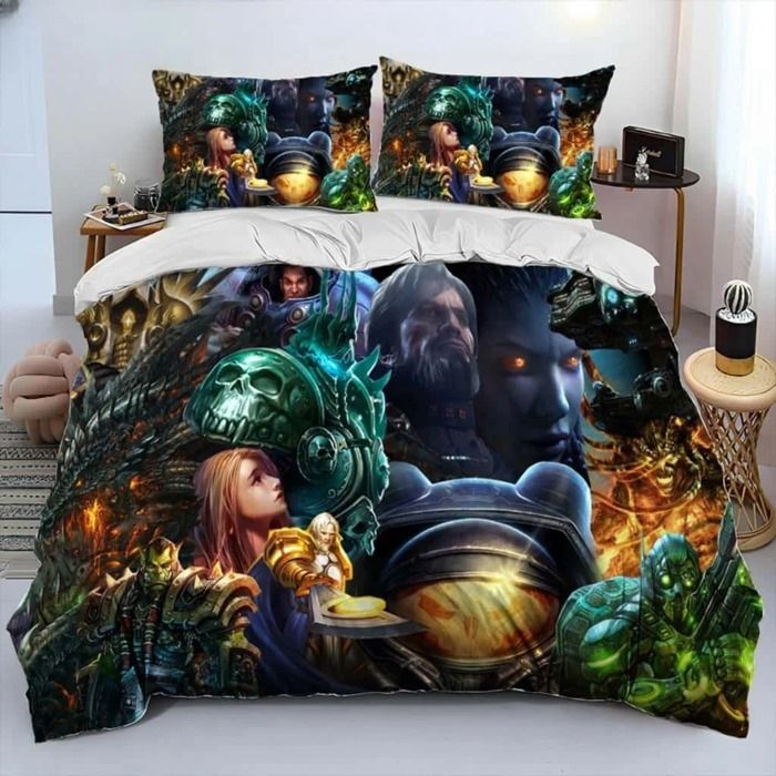 ZJBT139749 Draps de lit imprimés HD StarCraft couette parure de lit housse de couette taie doreiller 220X240CM