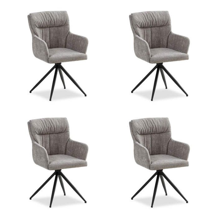 Chaise rembourrée Lin gris Lot de 4 pivotant avec accoudoirs Cuisine Salle à manger Bureau Chaise rembourrée Lin gris Lot de 4 pivotant avec accoudoirs Cuisine Salle à manger Bureau