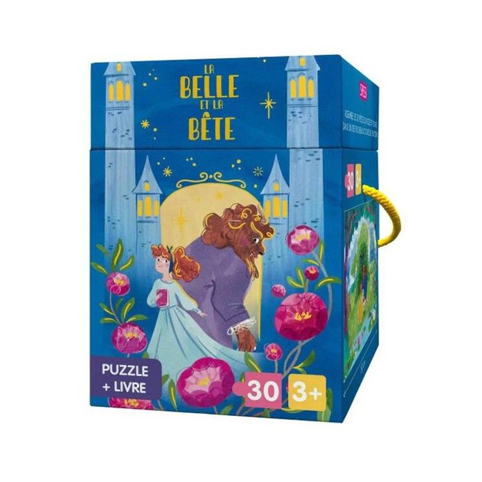 Coffret livre-puzzle - SASSI - La Belle et la Bête - 30 pièces - Livre 10 pages - 14x14 cm