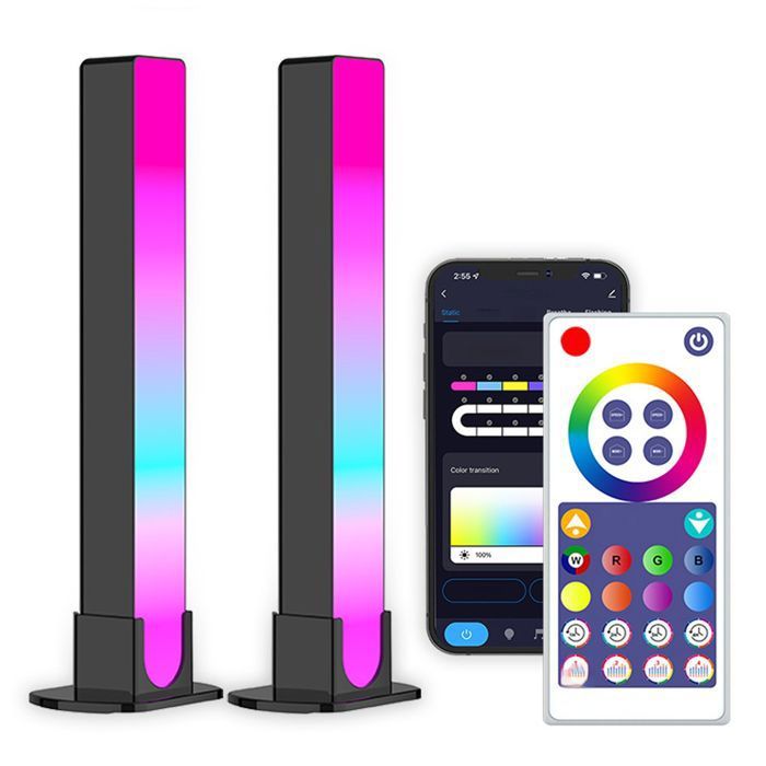 Lampe LED TV 2PCS Smart LED Lampe RGB avec Effets Déclairage Multiples avec Modes Scène et Modes Musique Adapté aux ordinateurs