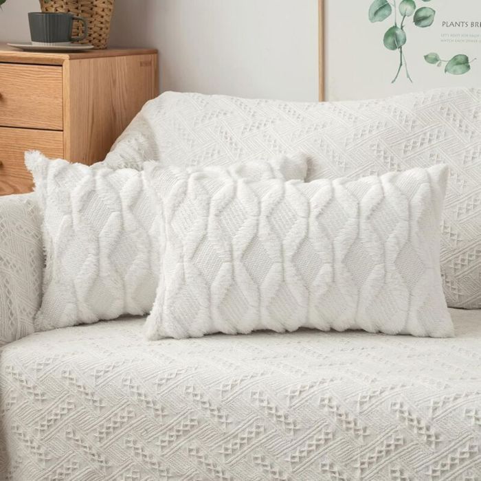 Housses de coussins décoratives - PZCC - Lot de 2 pièces - Motifs de diamant sur deux faces - Dimensions 30x50 cm