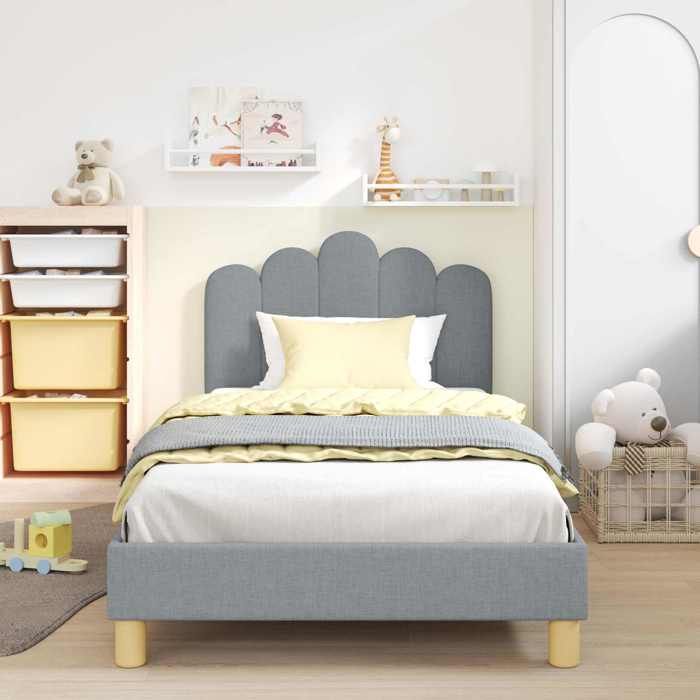 Structure/Cadre de lit pour Enfants - avec tête de lit - Gris clair - pour adul/enfant NL11457