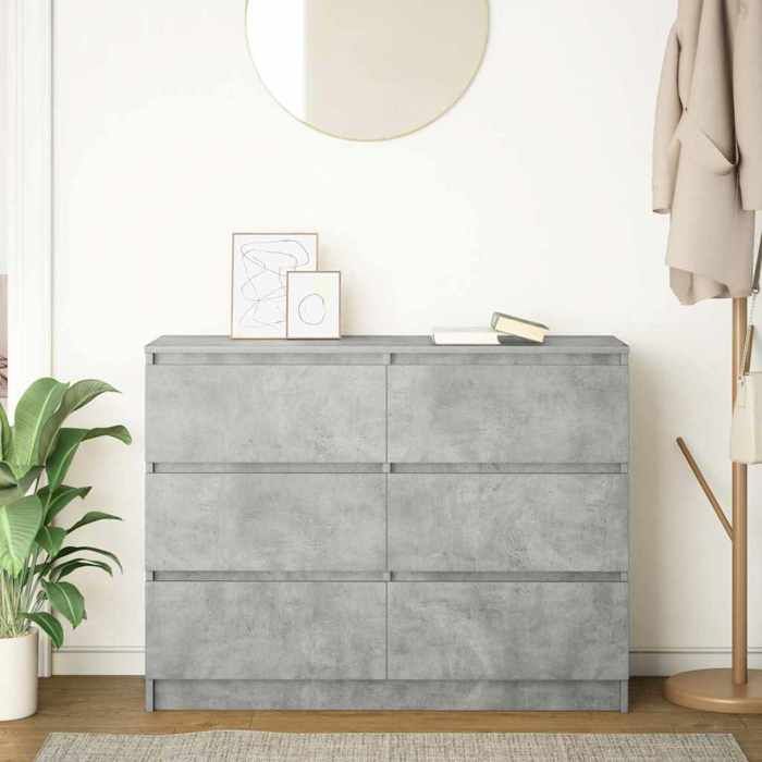 (8079)Commode - contemporain - Buffet rangement - Gris béton 100x35x76 cm Bois dingénierie poid:40 kg