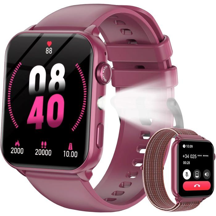 Montre Connectée Femme 1 91HD Batterie 6 Jours Suivi Règles Calories Fitness Kilomètres Podomètre Étanche Lampe Torche