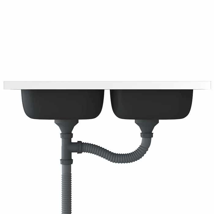 Évier de cuisine à double lavabo Argenté 800x600x155 mm Inox_2 ans garantie_50820