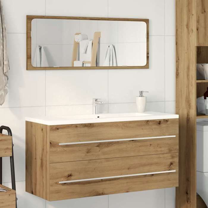 vidaXL Meuble Sous-Vasque de Salle de Bain Chêne Artisanal 100 x 385 x 48 cm en Bois dingénierie avec gain de place 37897