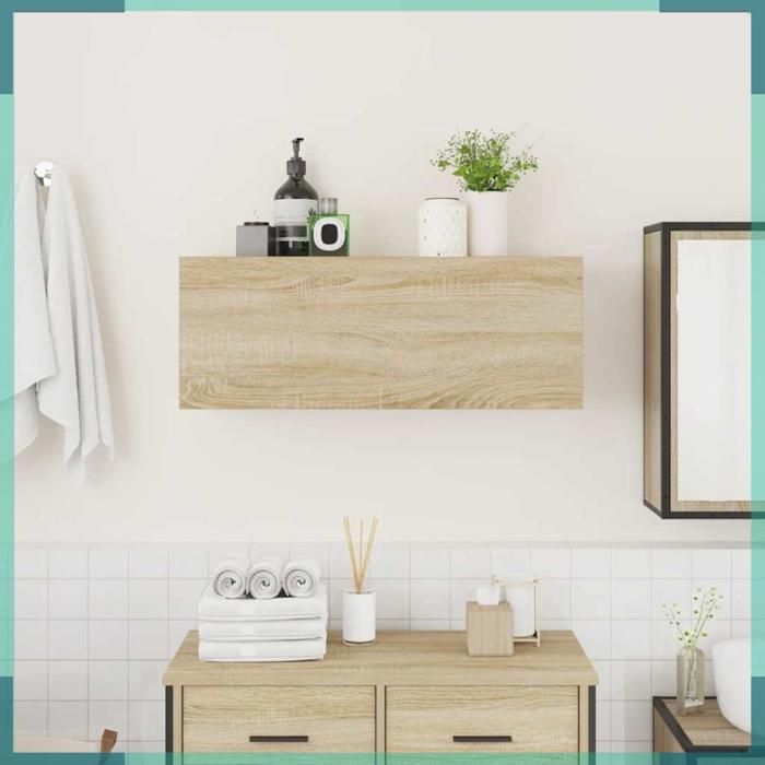 Armoire murale de bain - 860078 - chêne sonoma - 80 x 25 x 30 cm - Capacité 60 kg