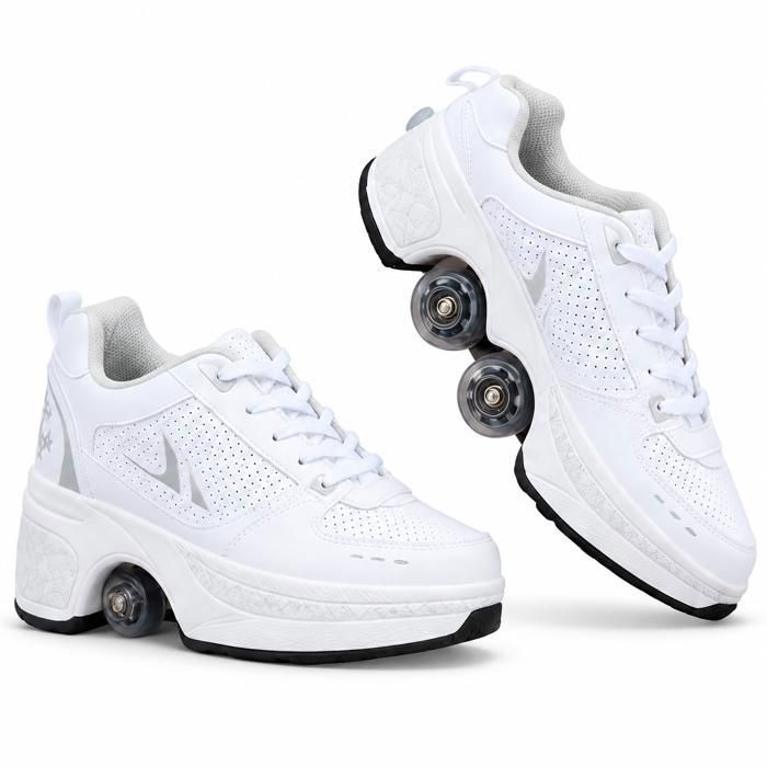 Patins à roulettes - Multifonction 2 en 1 Automatiques Rétractables - Mode Marche et Glisse Baskets Respirantes - 4 Roues