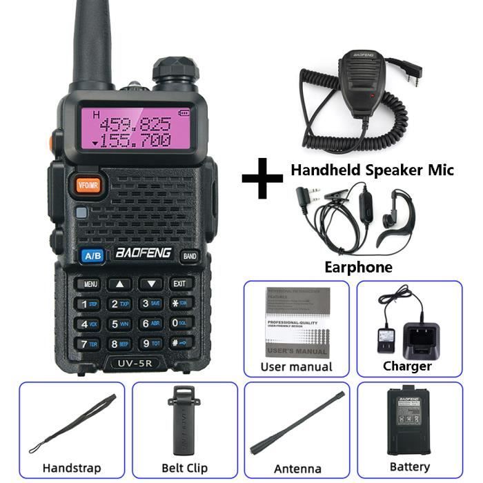 5W Ajouter un micro-BaoFeng UV-5R Walperforated Talkie Dualband Radio  bidirectionnelle VHF-UHF 136-174MHz et - Cdiscount Téléphonie