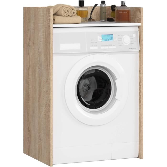 Meuble pour lave-linge AKORD FIN Chêne Sonoma Blanche 64 cm 1 étagère 64x50x98 cm