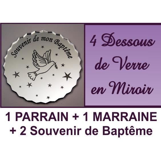 Lot De 4 Dessous De Verre Colombe Bapteme Communion Cdiscount Maison