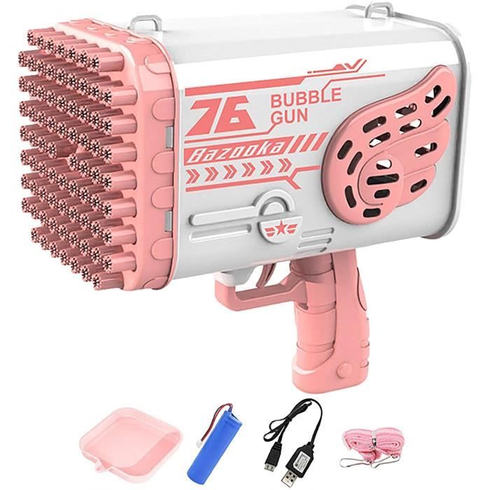 Pistolet à Bulles Automatique – Machine à Bulles Étanche, Débit Puissant, Idéal Pour Jeux D’Été En Intérieur Et Extérieur, Rose