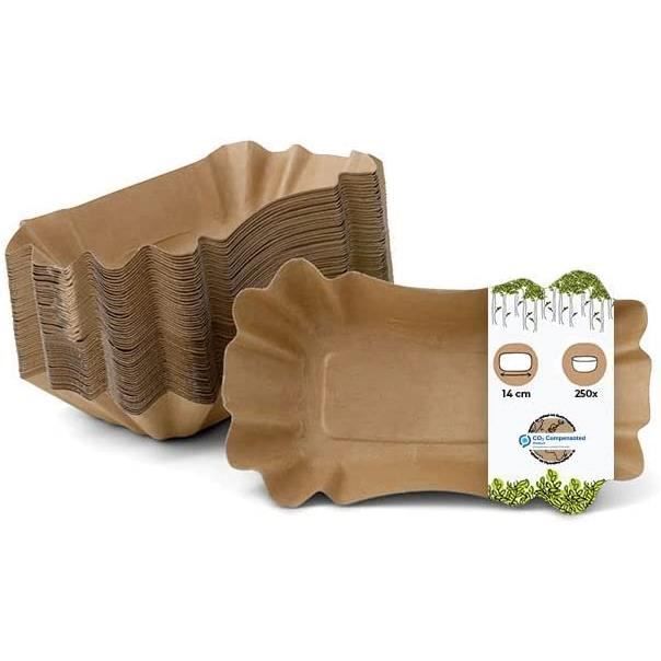 Barquette Snack écologique Lot De 100 Bols Amuse-Bouche En Bambou 8x5 Cm - Biodégradables, Jetables - Pour Sushis, Frites, Snacks Récipient