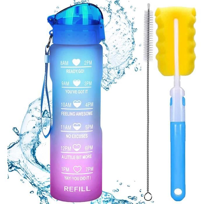 Gourde 2L Étanche, Gourde Sport Sans BPA, Grande Bouteille D'eau Avec Paille, Pour Les Séances D'entraînement, Randonnée, Bureau - Sport