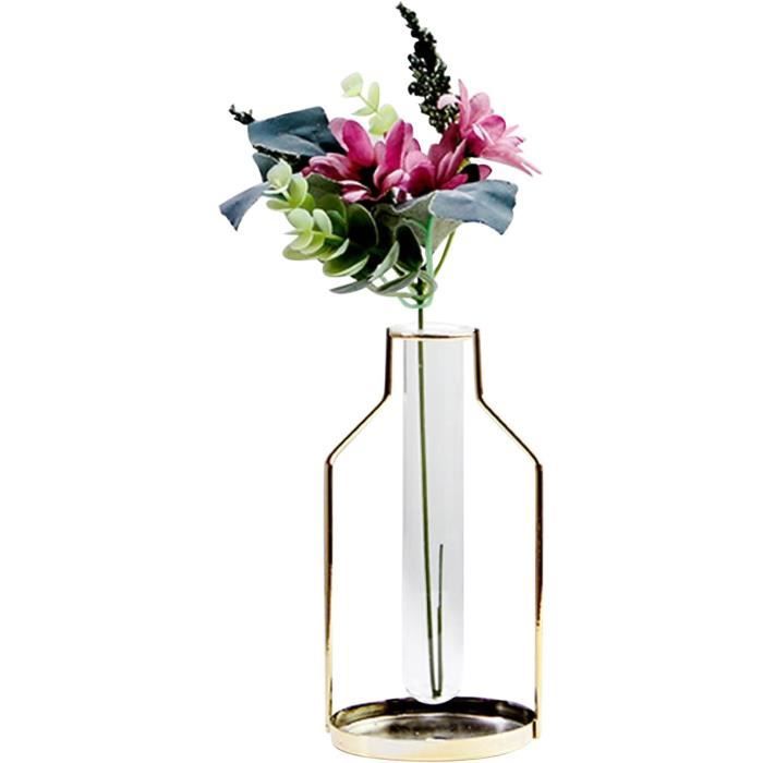 Vase Tube À Essai Pour Fleurs, Vase En Verre Géométrique Avec Support En Métal, Vase Transparent Vase Tube À Essai Pour Fleurs, Vase En Verre Géométrique Avec Support En Métal, Vase Transparent