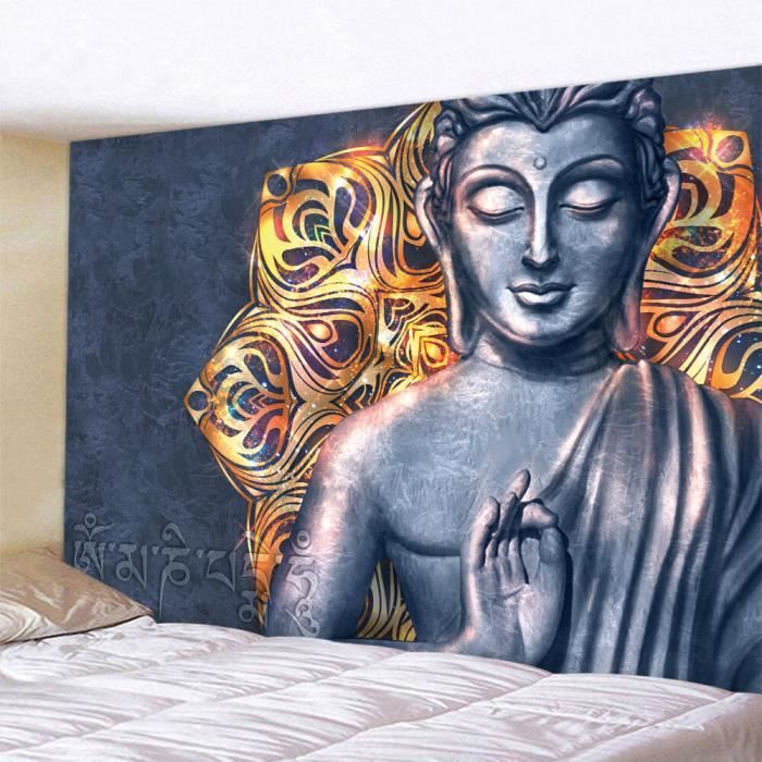 OSUNBD Tapisserie De Méditation Et De Yoga Hippie Dieu Bouddha Chakra Tapisserie Lotus Psychédélique Paysage Spirituel Espace Décoration Murale Grande Taille 101,6 X 76,2 Cm Pour Chambre à Coucher