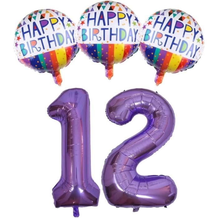 Décoration Anniversaire 12 Ans - Rouge - Ballon Chiffre 12 - Happy Birthday Ballon Kit