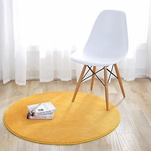 Tapis Rond - Couleur Pure - Jaune - Antidérapant - Moderne - 90CM