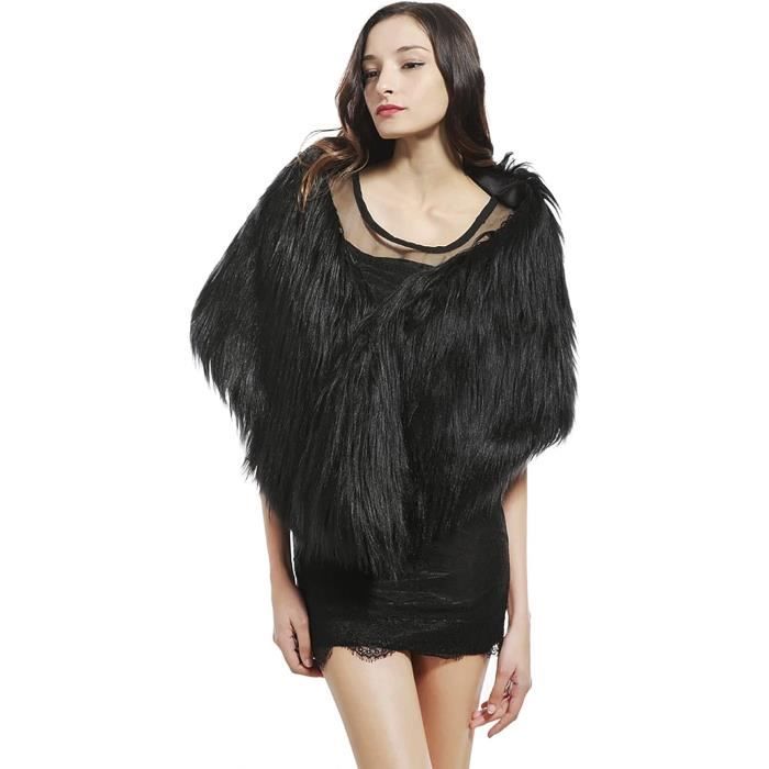 Hiver Châle En Fausse Fourrure Étole Chaud De Mariée Cape Elégante Cape De Femme Sur Robe Pour