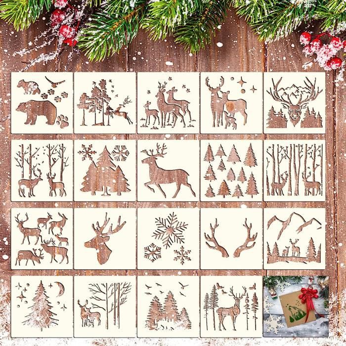 Lot de 24 pochoirs et modèles pour peinture, fleurs sauvages, motifs botaniques, fleurs sauvages