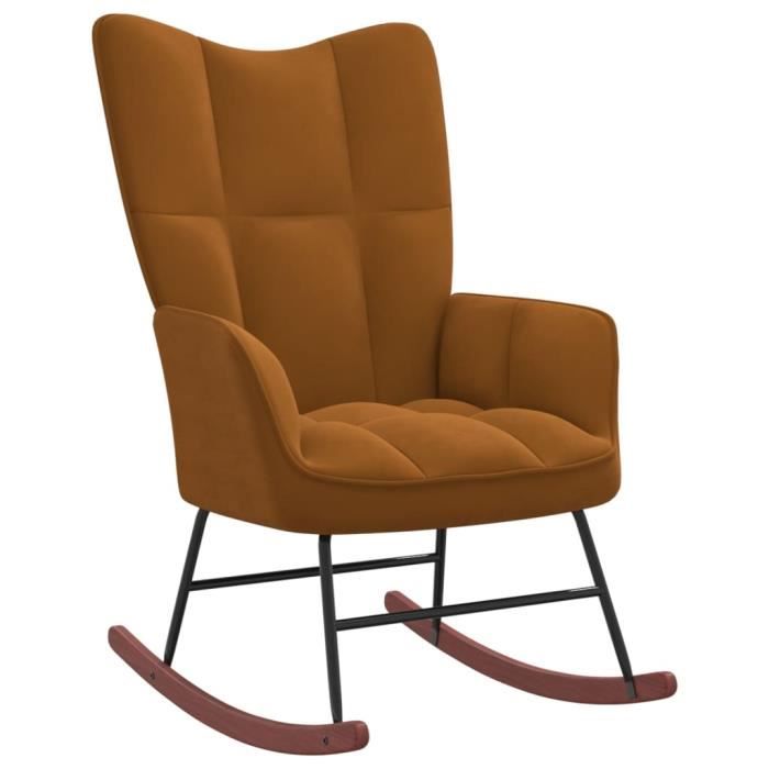 BEST-HOME Fauteuil à bascule-Chaise TV de salon - Contemporain - Marron Velours - Nj10n8