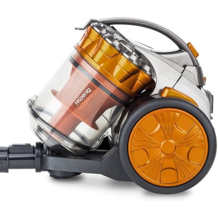 Aspirateur sans sac H.Koenig STC60 Multicyclonique Compact+ orange - Classe AAA - Filtre HEPA - Silencieux