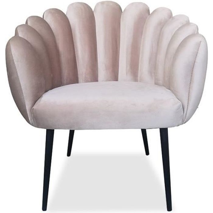 fauteuil velours design lounge - meubler design - taupe - 1 place - avec accoudoirs - vintage