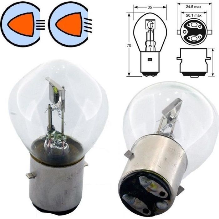 Lampe Biluce 6V 25/25W Jaune Pour Piaggio Vespa Innocenti Lambretta - Neuve