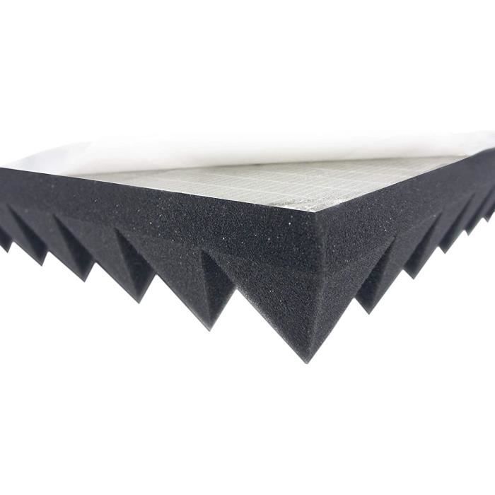Mousse pyramidale (Anthracite / Noir) Autocollante ca.49x49x5cm) Mousse acoustique Protection acoustique de la pièce