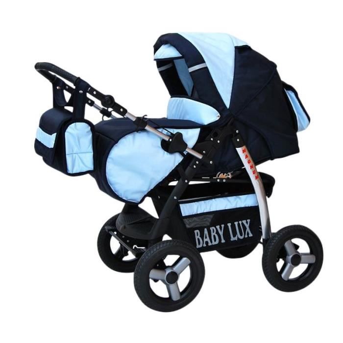 Poussette combinée dynamic 3 en 1 avec accessoires - siège auto - couffin -  poussette canne – bleu - Conforama