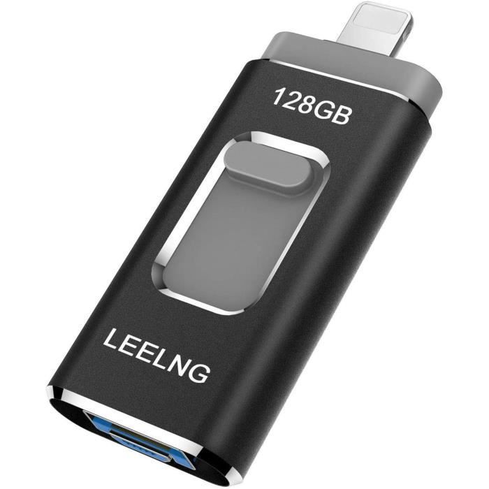 Kaulery Clé USB 128Go pour iPhone USB 3.0 Mémoire Stick Extension de Stockage Flash Drive pour iOS OTG Andriod Appareils PC et Ordinateur 128GB 