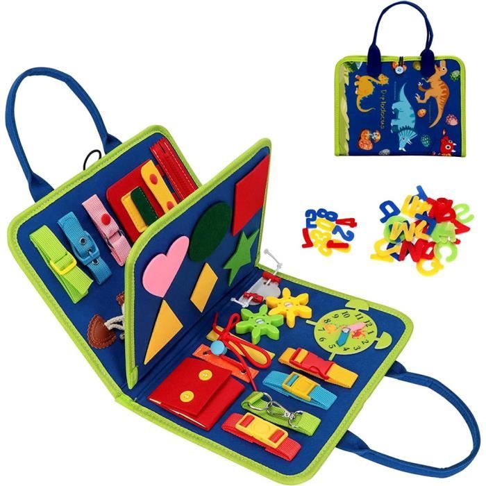 Planche Montessori En Feutre - Lot De 8 Couleurs - Apprentissage Lacets, Boutons, Fermetures - Motricité Fine